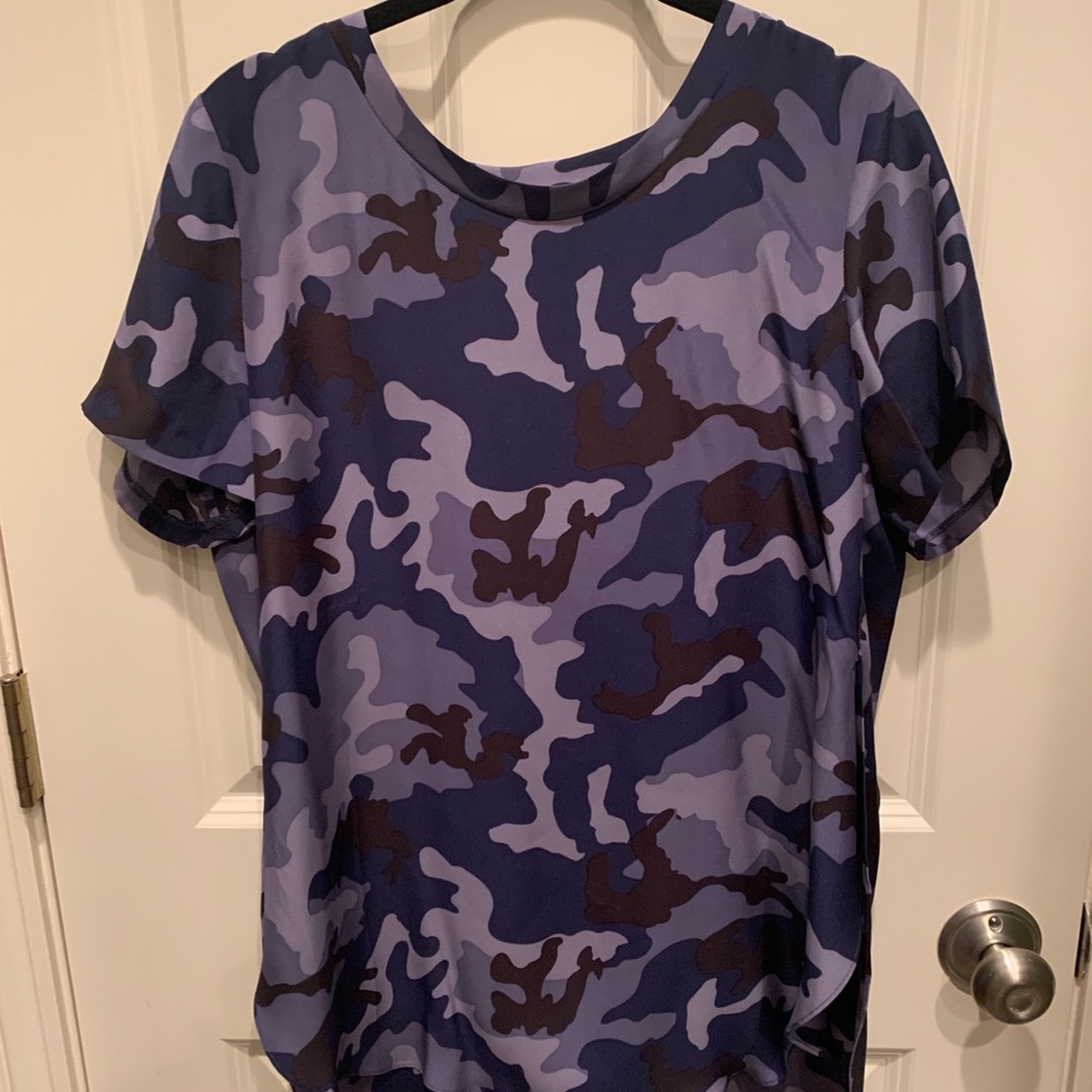 Acrobat 100% silk blue camo shirt